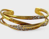 Alexis Bittar Gold Tone Rhinestone Statement Cuff Bracelet
