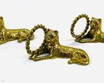Vintage Brass Napkin Rings With Twisted Rope Design. Set Of Three Feature Resting Leopards Hollywood Regency Style
