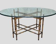 Vintage Faux Bamboo side or Coffee Table with Glass Top
