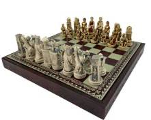 Italian Made Nigri Alexandrian War Portable Chess Set With Egyptian and Roman Pieces
