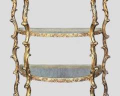 Fancy Gilt Painted Wood Tiered Display Stand Glass Top Hollywood Regency Style
