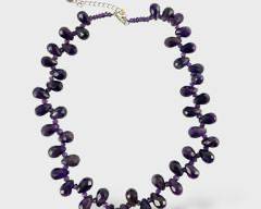 Fine Sterling Silver Faceted Purple Amethyst 15 Inch Choker Statement Necklace
