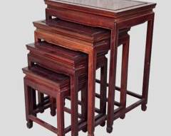 Set of 4 Asian Rosewood Nesting Stacking Tables
