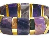 Vintage Amethyst Gemstone Gold Tone Costume Jewelry Statement Bracelet
