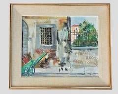 Rodolfo MARMA Signed "Muro Di Borgo Allegri" Firenze ITalian 1969 Streetscape Painting on Canvas in Wood Frame
