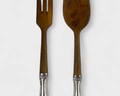 97 Grams Fine Sterling Silver Handled Wooden Serving Pieces By Web
