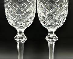 Pair Of Fine WATERFORD Crystal Powerscourt Claret Wine Glasses
