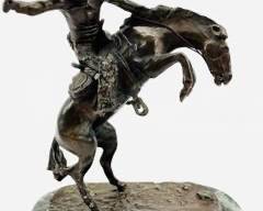 Frederic Remington The Woolly Chaps Bronze Sculpture on Marble base
