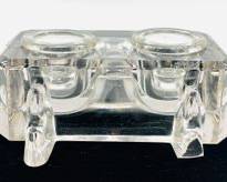 Charming Antique Glass Desk Caddy Features Two Inkwell Holes And A Unique, Low-Profile Design.
