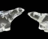 Two Fine Crystal Art Glass Figural Polar Bears Possibly Hadeland Norway
