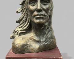Vintage Native American Indian Bust Signed Kim B. Bronze on Base
