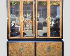 20th Century CENTURY FURNITURE Chin Hua Collection Asian Burlwood and Black Lacquer 2 Piece Display Cabinet
