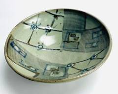 Fine Mid Century Artist Signed Studio Art Pottery Geometric Decorative Bowl
