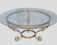 Fantastic Vintage Hollywood Regency Style Gilt Painted Iron Glass Top Coffee Table Scrolled Feet
