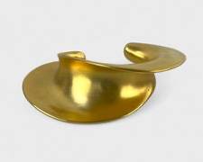 1988 Clara Studio Gold Tone Statement Modernist Cuff Statement Bracelet
