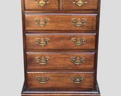 SANFORD FURNITURE Wood MINI High Boy with 6 Drawers and Brass Accents
