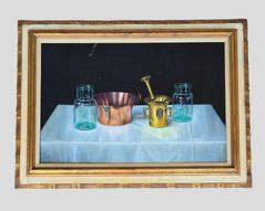 SAMBAR Signed Still Life Oil Painting on Canvas in Gilt Wood Frame

