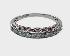 Fine 14K White Gold & Ruby Ring Size 9
