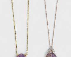 2 Fine Gilt Sterling Silver Gemstone Statement Necklaces
