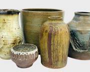 Fantastic Lot of MCM Art Pottery and Carved Stoneware Signed G. Schtchard and Linda
