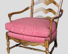 Oversized French Country Ladder Back Large Arm Lounge Chair
