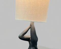 Art Deco Plaster Nude Dancer Lady Electric Table Lamp Missing Original Shade
