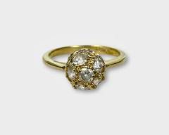 Fine 18k Yellow Gold Ball Diamond Pinky Ring. Sz 2, sizable.
