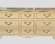 HEIRLOOM BY CENTURY Hollywood Regency Style Painted Wood Bombe Chest Dresser 9 Drawers Painted Metal Hardware

