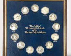 Fine The Official Bicentennial Sterling Silver Proof Medals Of The Original States By Franklin Mint Framed W/ Certificate Of Authenticity
