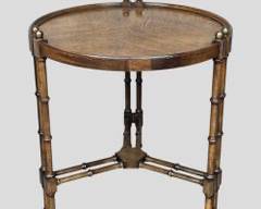 20th Century BRANDT FURNITURE Faux Bamboo Brass Knob Detail Side Table

