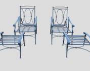 Fantastic Hollywood Regency Style 2 Reclining Chairs with Ottomans - Matches Lot 1339
