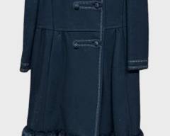Beautiful Vintage Ken Merit for Braetan Black Wool Coat With Faux Fur Trim on Hem, Double Breasted, With Embroidered Trim
