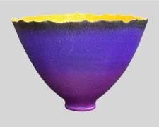 Cheryl Williams Prosperity Bowl Purple Gradation & Gilt Painted Modern MCM Style
