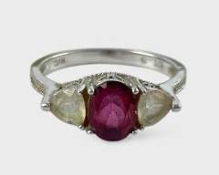 Fine Sterling Silver Gemstone Ring Size 8.75
