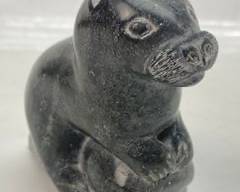 Vintage Hand Carved Amittu Soapstone Canadian Eskimo Inuit Seal sculpture

