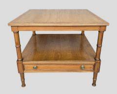 Wonderful 20th Century Burlwood Inlaid Square Faux Bamboo Square Side Table
