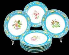 Fine Imperial Russian Porcelain Hand Painted Plates set of 8
