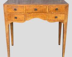 Vintage 20th Century Italian Burl Wood 5 Drawer Table Desk Wall Papered Drawers
