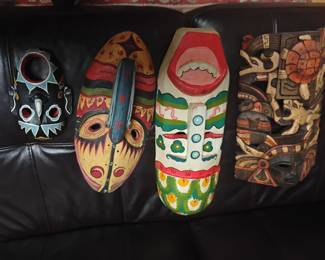 wooden mask wall hangings
