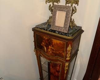 Antique French marble top vitrine/display cabinet 
