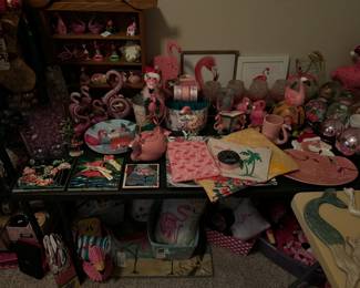 Large collection of Flamingo decor