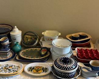 Lots of polish pottery, Le Creusent, & Depression Glass
