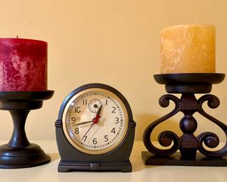 Pillar Candle Holders & Desk Clock