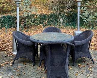 Wicker Patio Set & 4 Armchairs