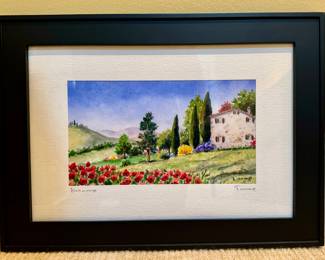 "Tuscany" Watercolor, Signed