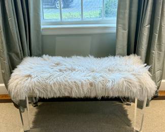 Leather Master Fur Bench with Acrylic Legs