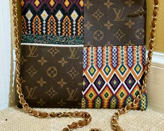 Upcycled LV & Fabric Crossbody