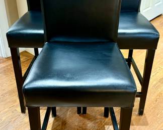 (3) Crate & Barrel Leather Bar Stools