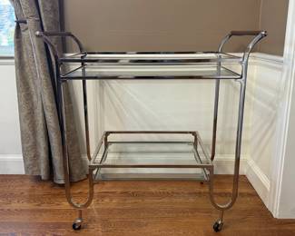 Restoration Hardware Chrome & Glass Bar Cart