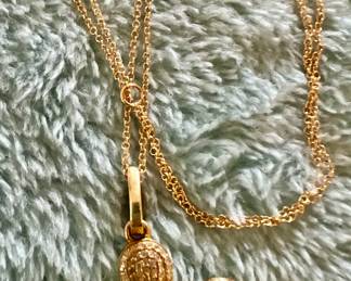 Sterling Silver Vermeil Necklace with Champagne Diamonds 